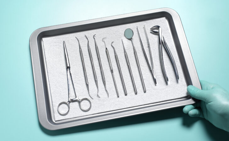 Organized dental tray of instruments