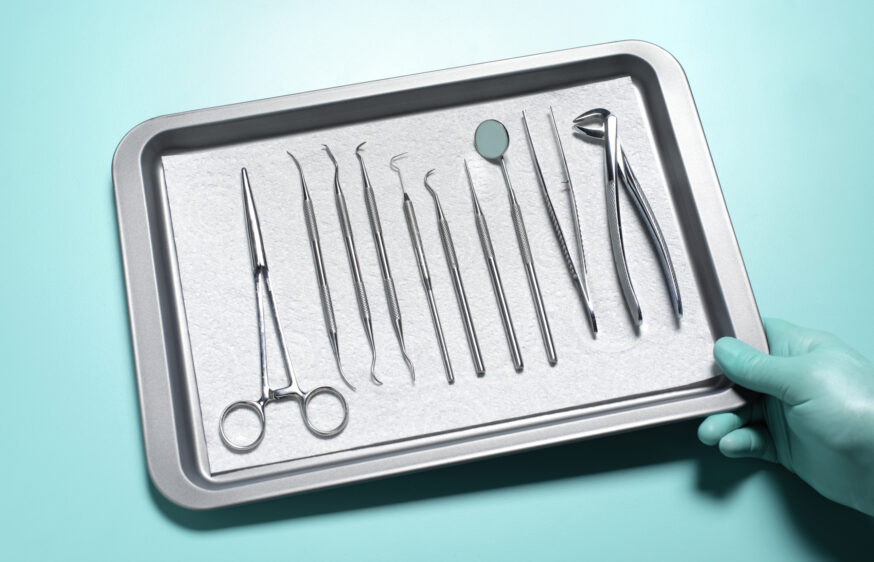 Organized dental tray of instruments