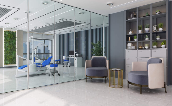 Inside of beautiful dental office with plants
