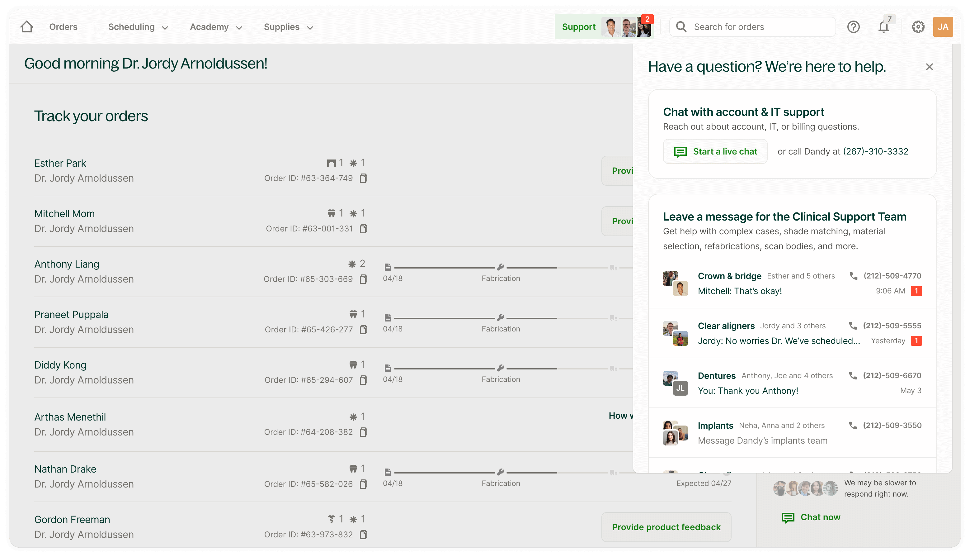 On demand access for Dandy clinical support